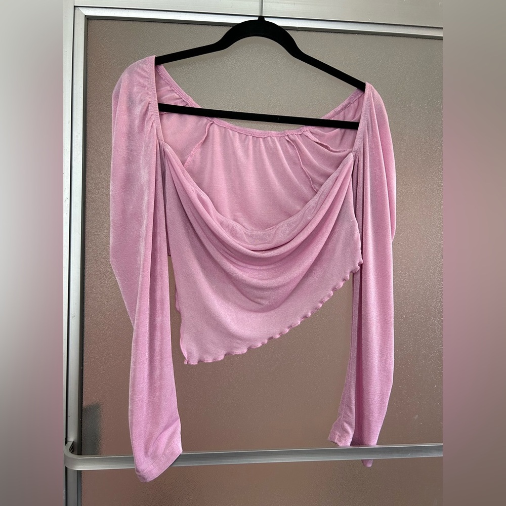 SHEIN Curve Light Pink Long Sleeve Top